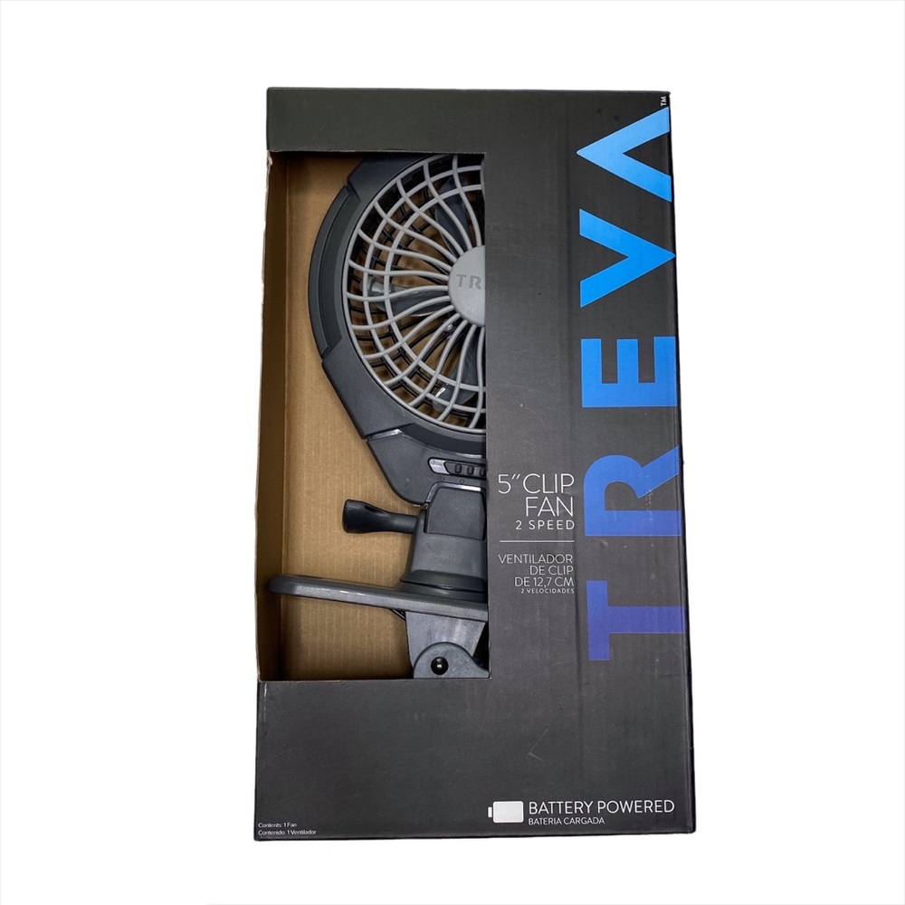 Treva 5” Battery Powered Clip-On Fan, Adjustable Tilt